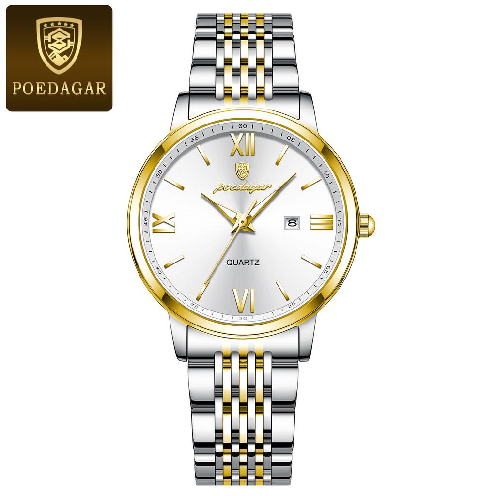 POEDAGAR Top Original Woman Wristwatch Waterproof Luminous Date Ladies Watch High Quality Stainless Steel Quartz Watches