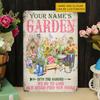 Customizable Spring Garden Vintage Metal Sign Personalized Welcome Yard Wall Plaque Decor