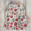Ladies' Fashionable And Casual Christmas Cute Printed Round Neck Long Sleeved Knitted Yarn
