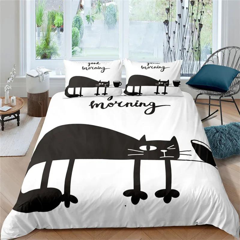 Cartoon Cat Duvet Cover Twin For Kids Teen Bedroom Decor Microfiber Cute Cartoon Animal Pet Kitten Bedding Set With 2 Pillowcase
