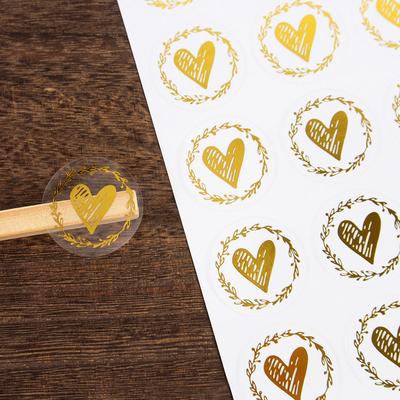 200Pcs Bronzing Transparent Sealing Stickers Love Heart Round Gold Silver Envelope Candy Bag Label for Baking Gift DIY Decoration