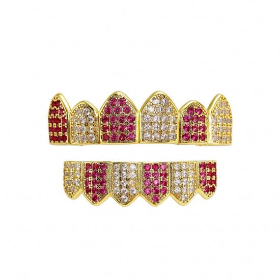 WISH Micro Inlaid Gold Teeth Set Sharp Teeth Vampire Teeth Hip Hop Accessories Teeth Set Factory