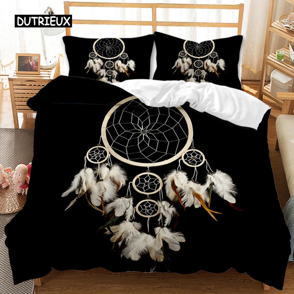 Dream Catcher Duvet Cover Feather Purple Dream Catcher Bedding Set Magic Symbol Exotic Polyester Quilt Cover Double Queen King