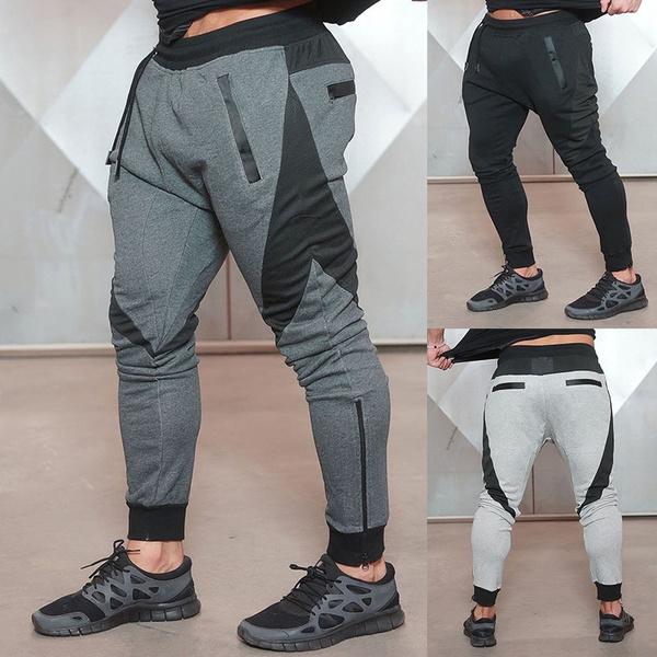 

Мужские модные тренировки в тренажерном зале для фитнеса на открытом воздухе, эластичные длинные брюки для бега, брюки для бега, бодибилдинг, джоггеры