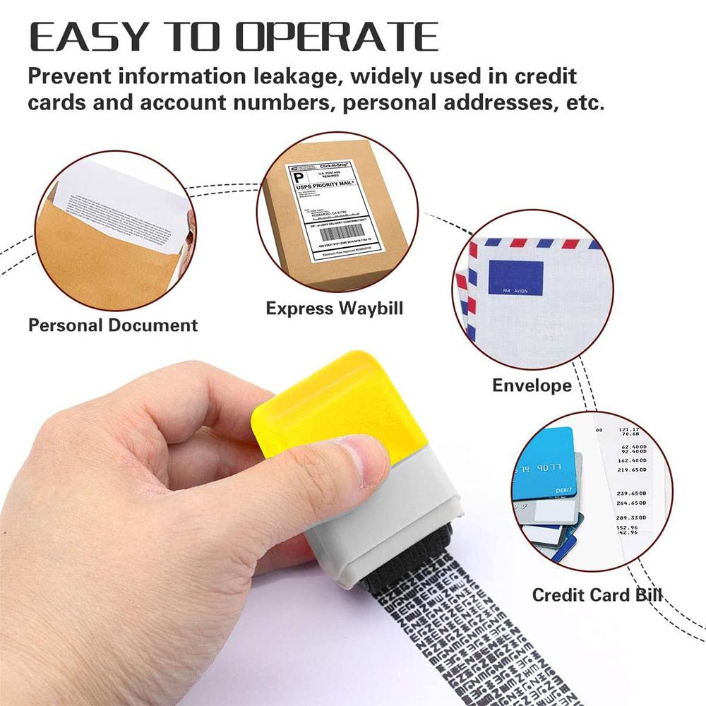Security Roller Stamp Identity Protection Roller Stamp Privacy Seal Roller Eliminator Seal Portable Self-Inking Identity Theft