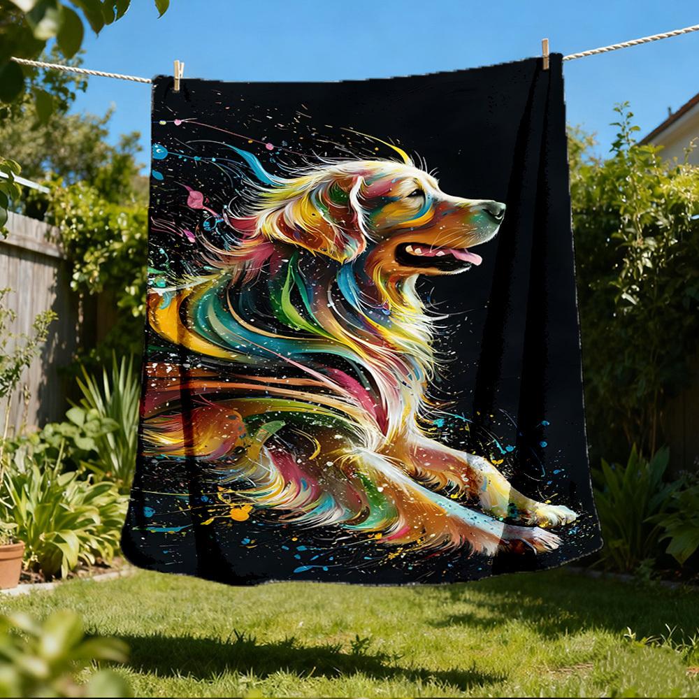 1pc Colorful DogOutdoor Blanket, Soft And Comfortable Blanket, Casual Warm Outdoor Blanket, Good Birthday Gift yy260328060