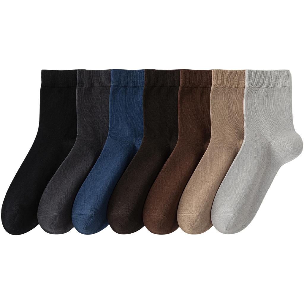 Men's Pure Cotton Mid-Calf Socks for Summer Business Wear - Sweat Absorbing, Breathable, Odor-Resistant, Cloud-Felted Cotton Socks