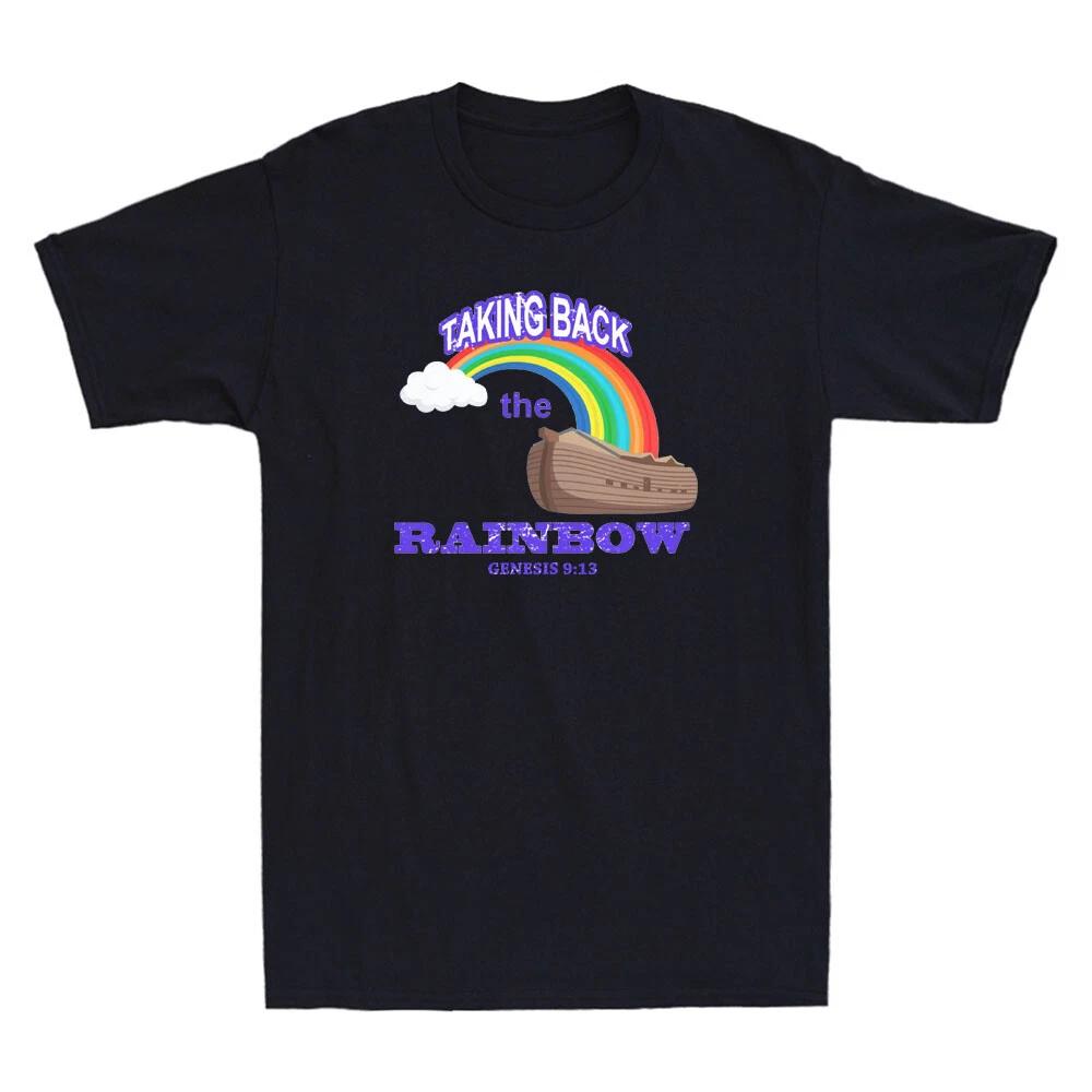 Taking Back The Rainbow Shirt Genesis 9:13 Noahs Ark Rainbow Jesus Retro T-Shirt M