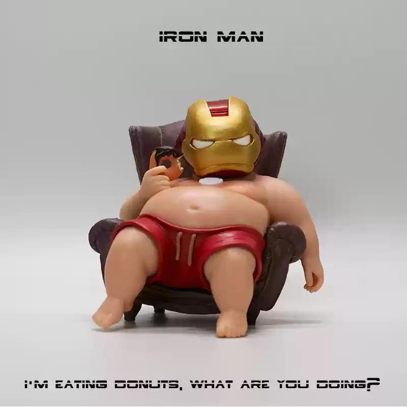 

12Cm The Avengers Iron Man Fat Boy Figurine Cute Anime Action Collection Desktop Ornament Decoration Car Ornaments Kids Toys