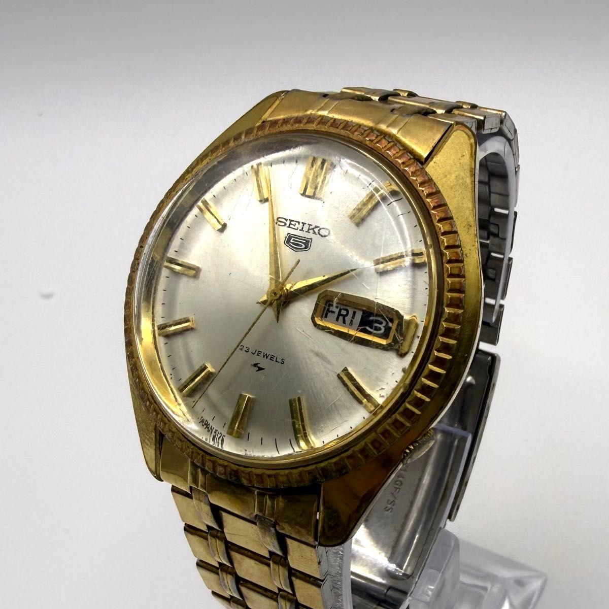 [Working/Automatic/Rare] SEIKO5 23 jewels mechanical men s watch gold Seiko 5