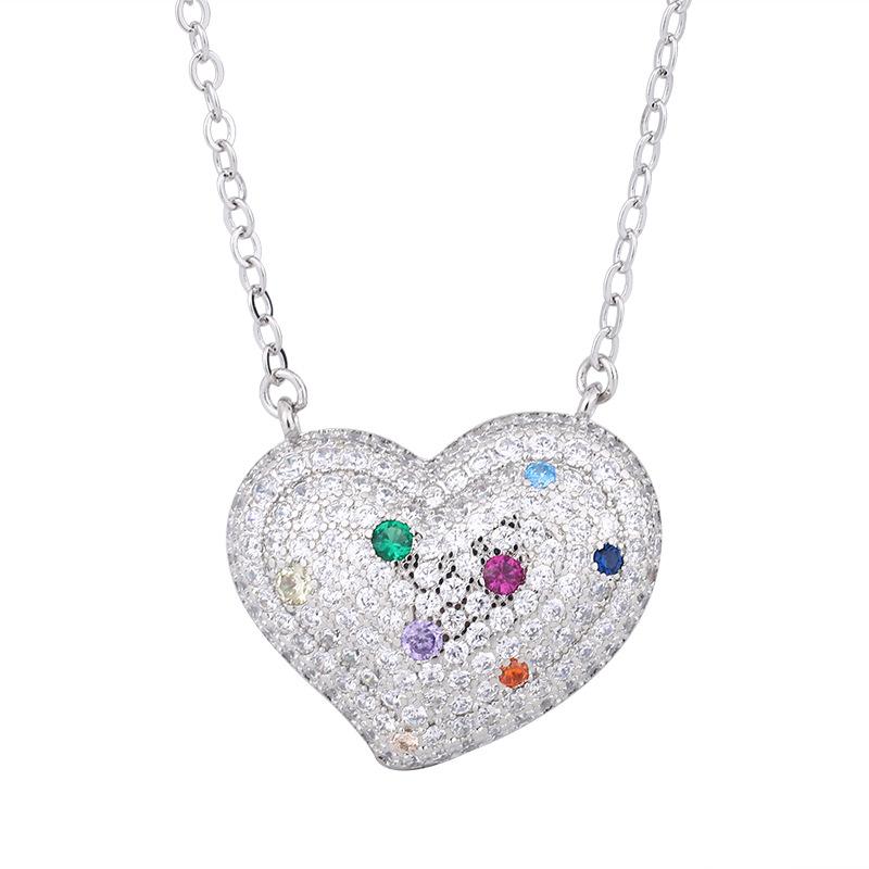 Huamei Jewelry Light Luxury Color Love Necklace Clavicle Chain Cross Border Heart Inlaid Treasure Earrings