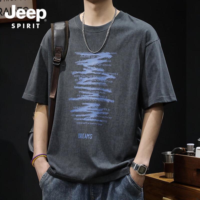 JEEP SPIRIT Men s Retro Heavyweight Short Sleeve T-Shirt 2XL