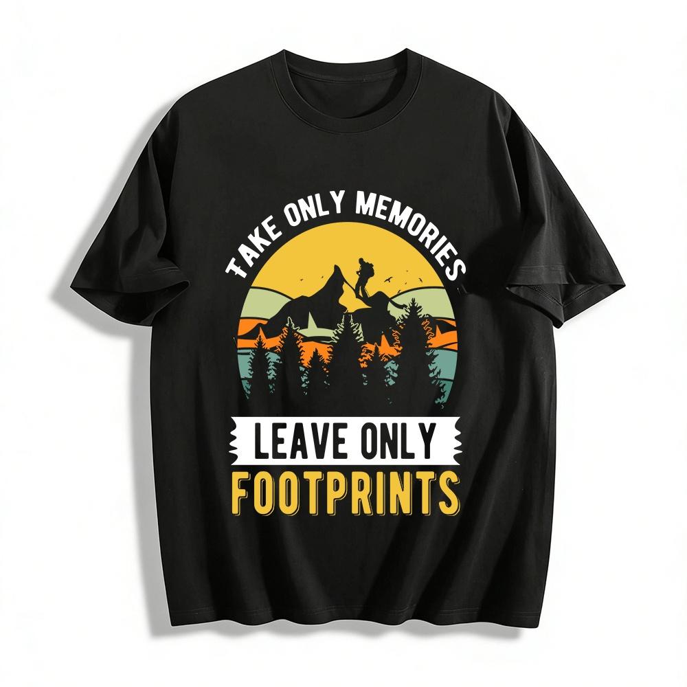 

Footprints Print Outdoor Hiking Mountaineering Casual Tee Pure cotton T-shirt XXS