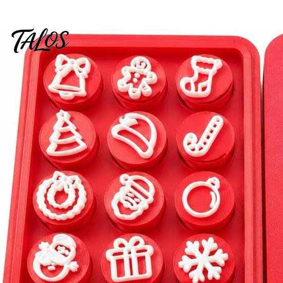 Handmade Gift Making Kit 12 Pcs Christmas Stamps Set, Candy Cane Santa Snowflake Pattern Polymer Clay Texture Tool Merry for Card Making,