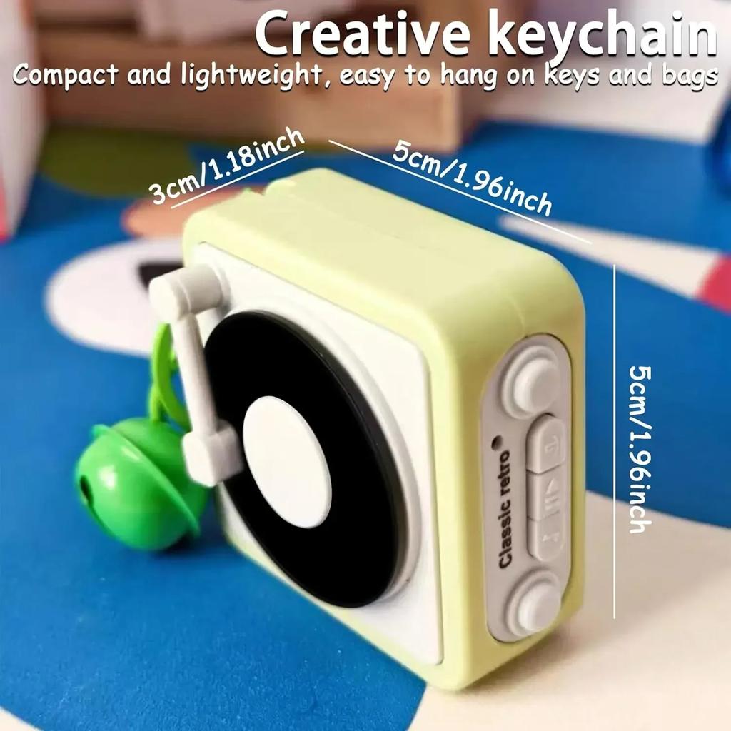 Vintage Style Music Box Keychain With Personal Voice Recording Feature This Cute Mini Phonograph For Car Key Holder