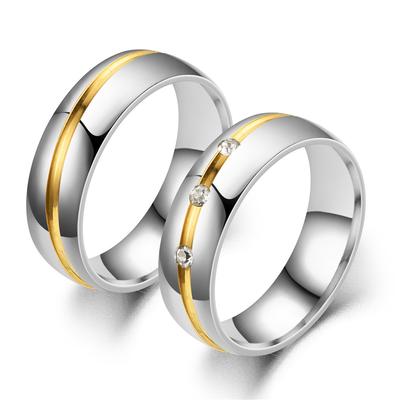 Trendy Stainless Steel Couple Rings For Men Women Inlay Rhinestones Zirconia Rings Wedding Party Jewelry Valentines Day Gifts