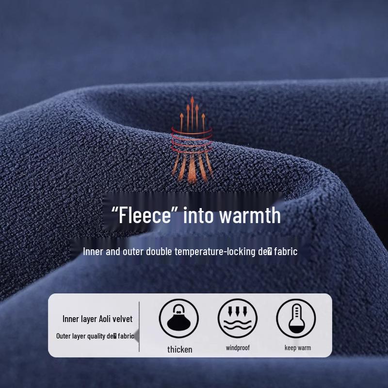 Women's Dark Blue Fleece-Lined Windproof Harem Sweatpants - Loose, Cuffed, Thick, and Warm for Autumn and Winter