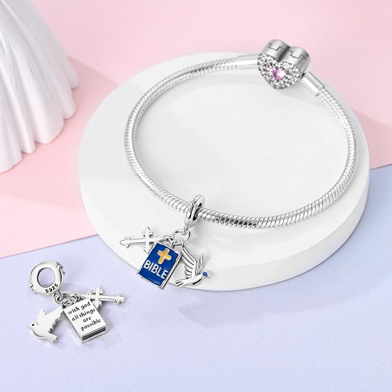 Original Charmscopper Bible Cross Dove Pendants Beads Fit Charms Platabracelets For Women Women Jewelry Making Diy