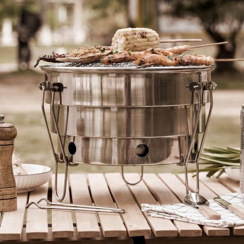 OEING Portable Stainless Steel Outdoor BBQ Grill 22x29cm