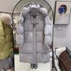 2024 Long Hooded Over Knee Down Jacket Women's Loose Skinny Sweet Fashion College Wind Corner Button Winter Jacket