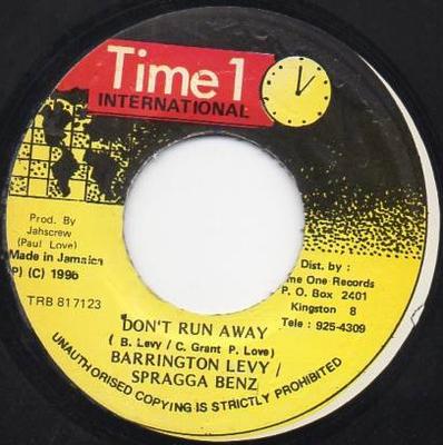 7inch Record BARRINGTON LEVY & SPRAGGA BENZ - Don't Run Away TRB817123 Time 1 Internat 1995 Jamaica Reggae, Ska & Dub Used