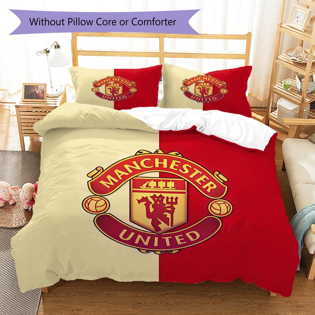 Man Utd Bedding Quilt Set Quilt Cover Pillowcase Home Decoration Birthday Gift (1 * duvet cover + 2 * pillowcase, without core)
