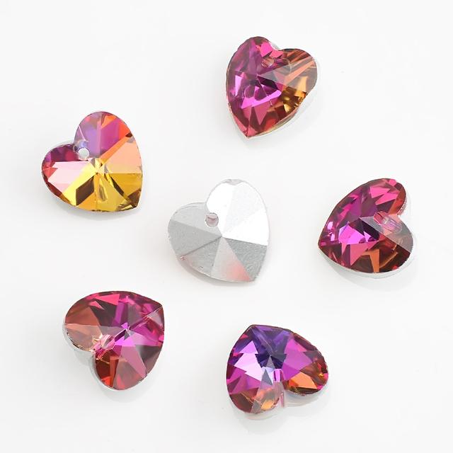 20 sztuk/partia szklane koraliki w kształcie serca niebieski 14mm materiał rzemieślniczy DIY kryształowy urok miłość wisiorek kolczyki tworzenie biżuterii akcesoria naszyjnikowe