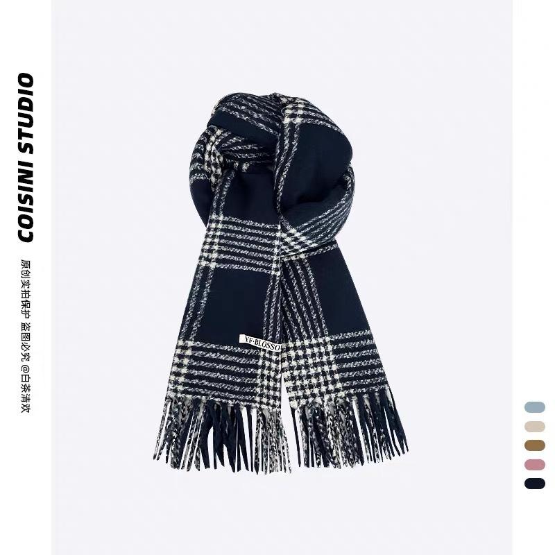200X65Cm Winter Fashionable Warm And Thick Versatile Plaid Scarf For Men And Women'S Travel Soft Windproof And Cold Proof Scarf