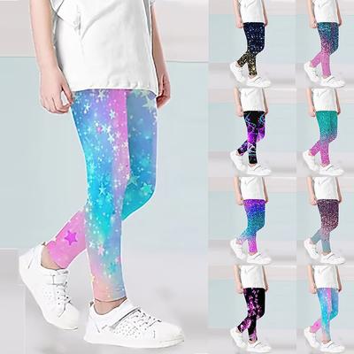 Womens Shiny Blue Star Prints Stretch Yoga Leggings Fitness Running Gym Sports Active Pants