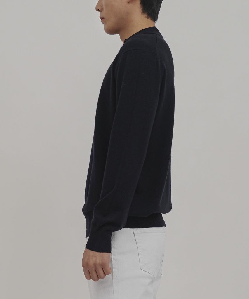GOLDPERCENT Viscose Soft Cozy Collar Knit (Navy, Men)