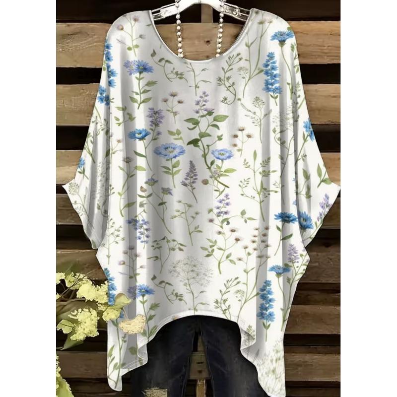 Elegantes Boho-Print-T-Shirt für Plus-Size-Damen