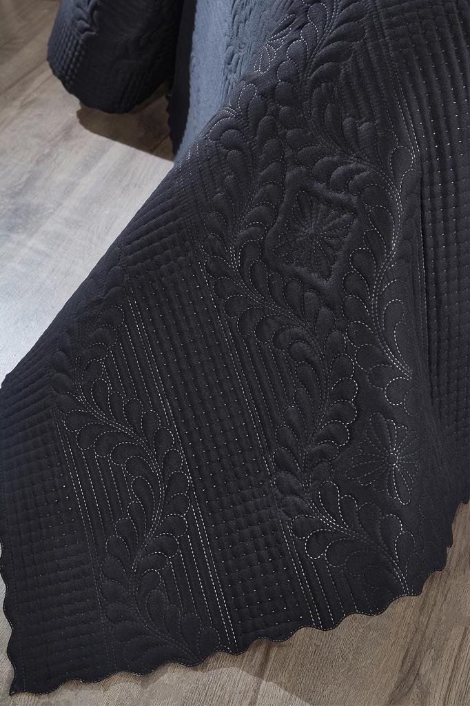 Sada přehozů Sena Double Size, Pokrývka 230x250 s povlakem na polštář černý