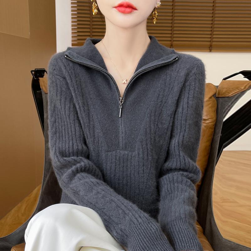 Women's cashmere sweater Qinghe cashmere 30% cashmere 70% wool autumn and winter pullover warm and fashionable