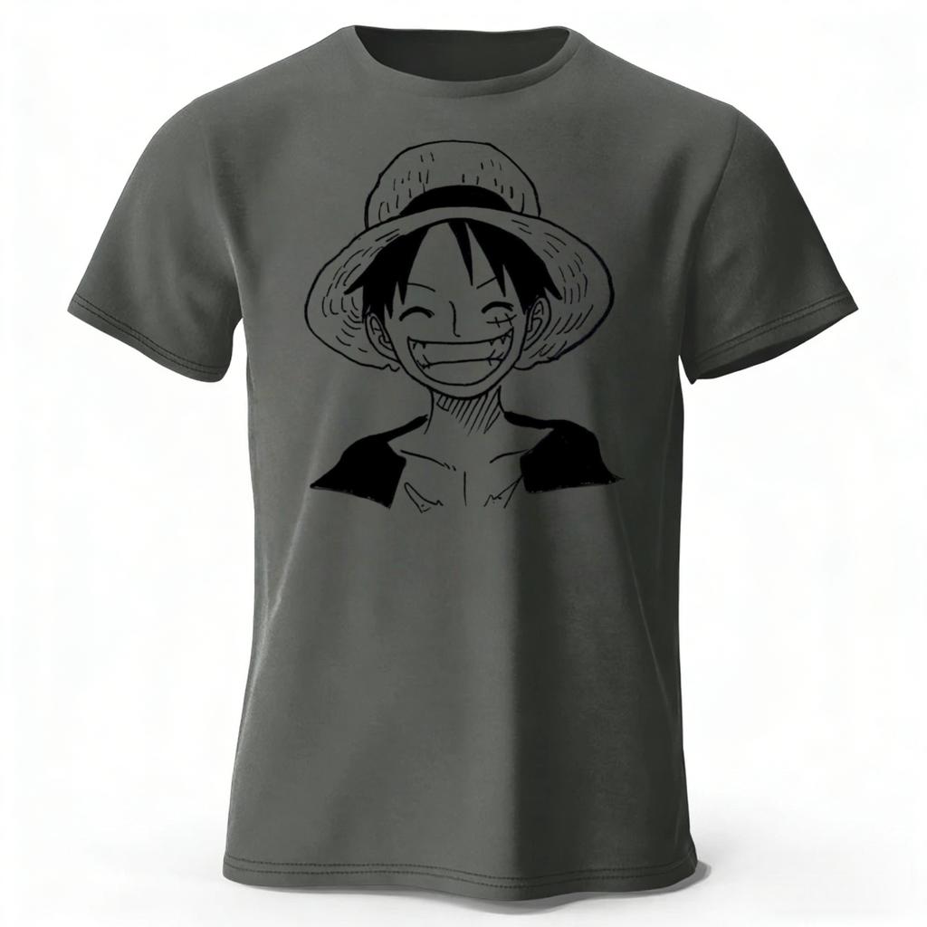 2026 Nouveau One Piece Luffy Coton Pur Manches Courtes Hommes et Femmes Mode Streetwear Grande Taille Lâche Sport T-shirt