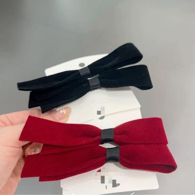 Elegant Black Velvet Bow Hair Clip - Women's 2025 Duckbill Hair Accessory