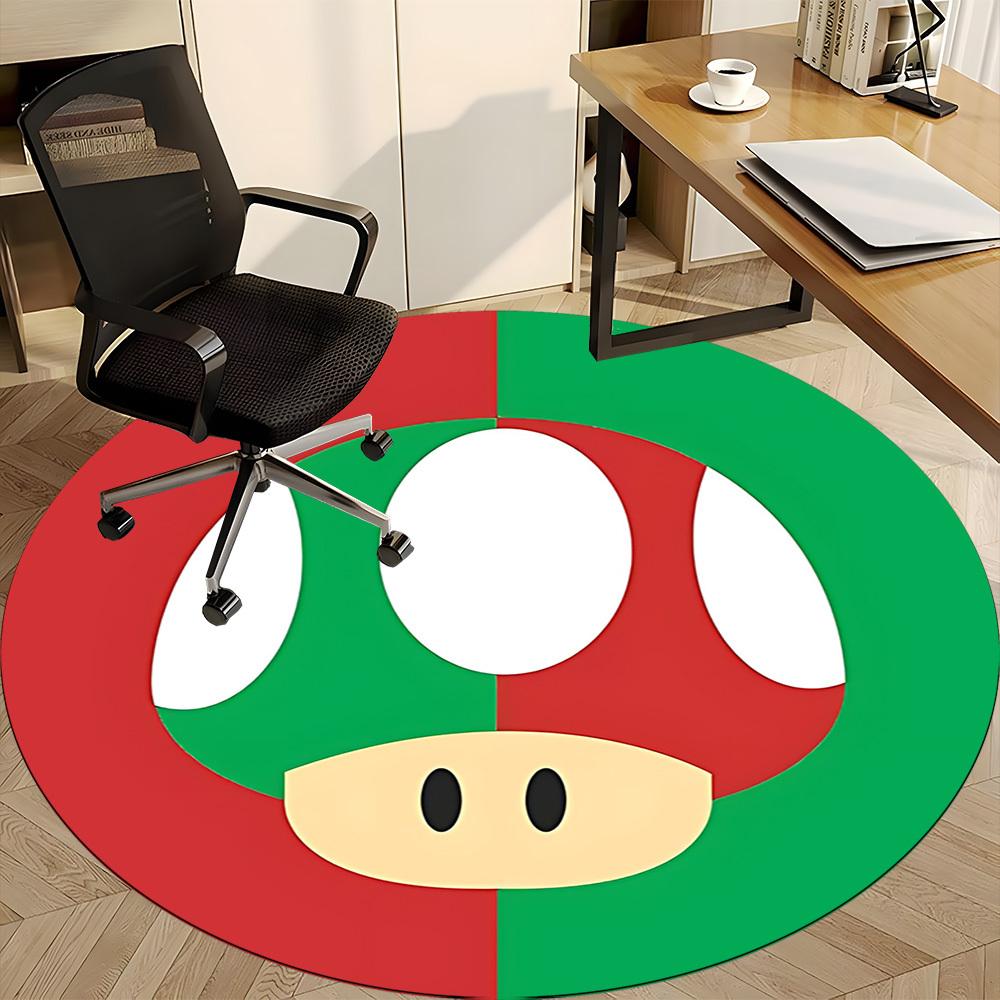 1 Stück Mario Pilz Icon Büro Runder Teppich, Indoor-Matte Geeignet für Büro, Unter Bürostühlen Schlafzimmer Wohnzimmer Heimdekoration, Raumdeko