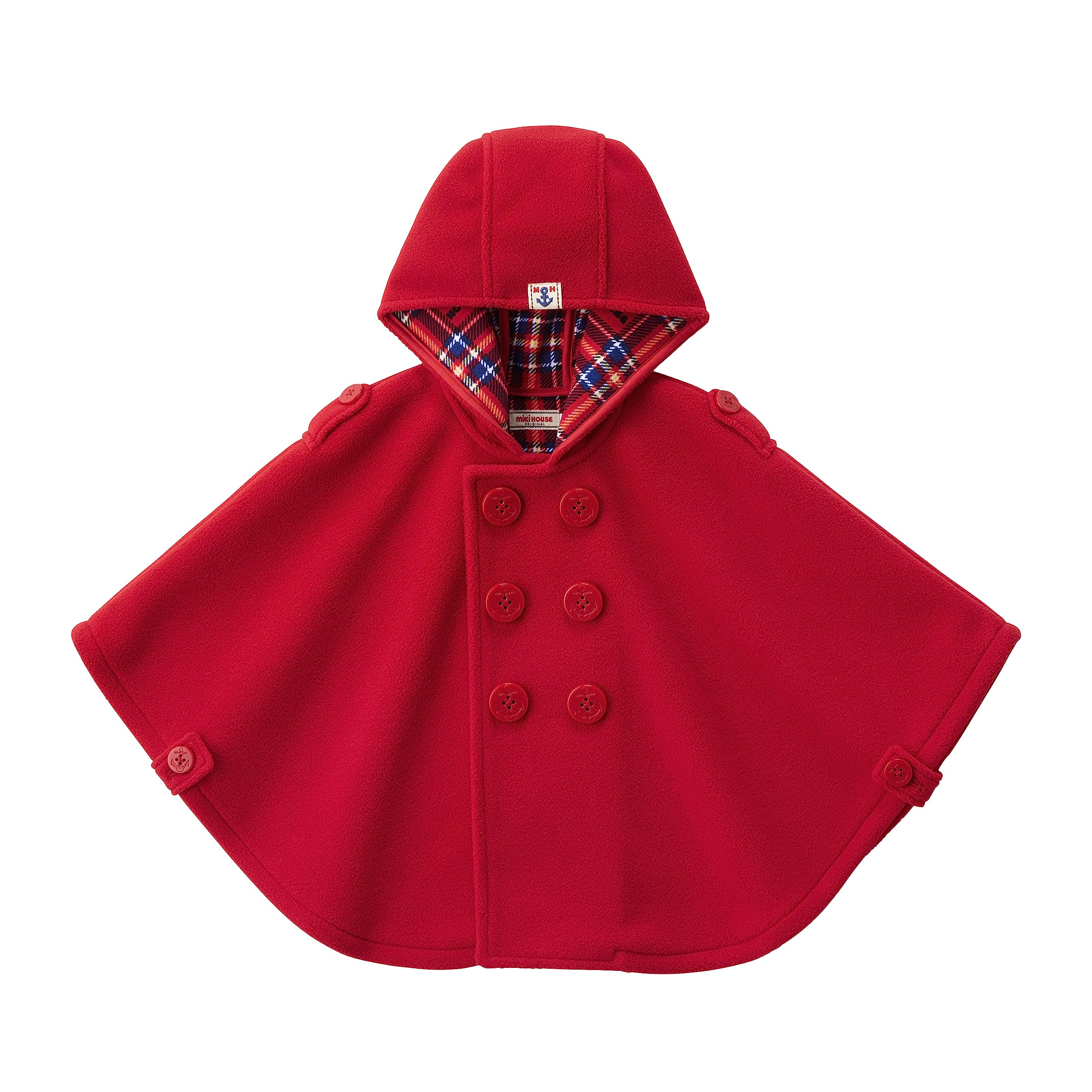 

MIKI HOUSE Fleece Made in for Boys and Size M Cloak/Poncho Outerwear, Japan, Girls, Baby/Kids Clothing, (90-100cm), Red, 10-3861-494