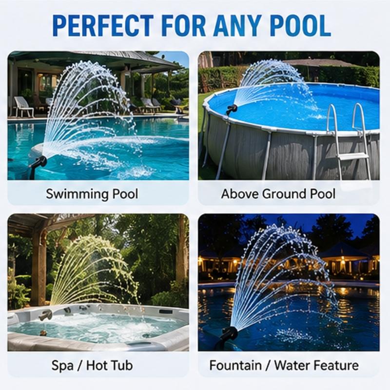 SwimPool Fountains Aerator Nozzle 3/4Inch ABS Plastic 2-Pack for Swimming Pool Return Jet Water Feature Sprays Setups
