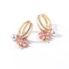 Pink Zircon Four-Leaf Pearl Ear Cuffs with S925 Silver Hypoallergenic Studs – Elegant and Sweet Zircon Inlaid Earrings