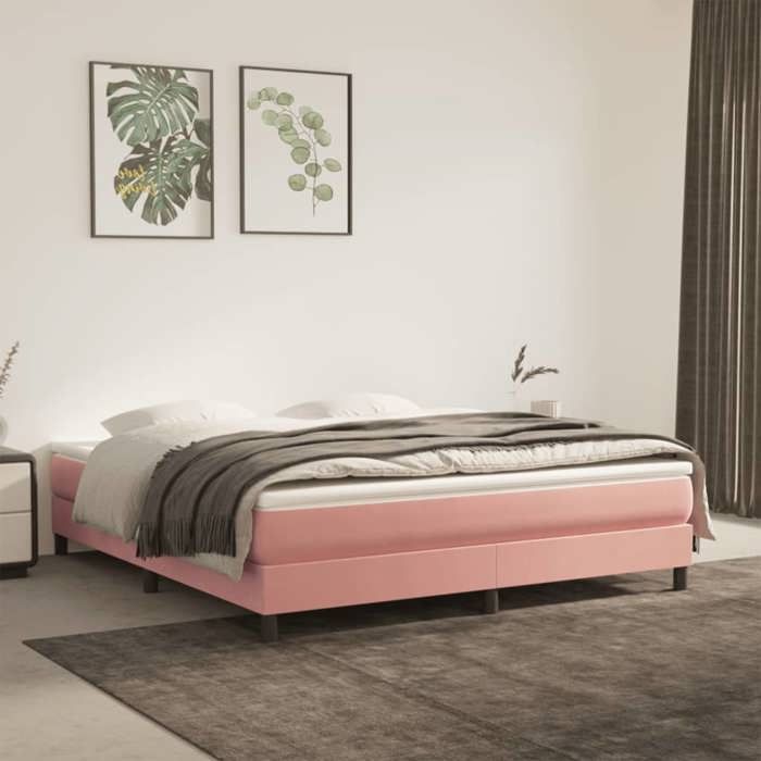 VidaXL Matelas de lit à ressorts ensachés rose 160x210 cm epaisseur 20 cm velours,matelas,matelas de lit,matelas à sommier tapissier