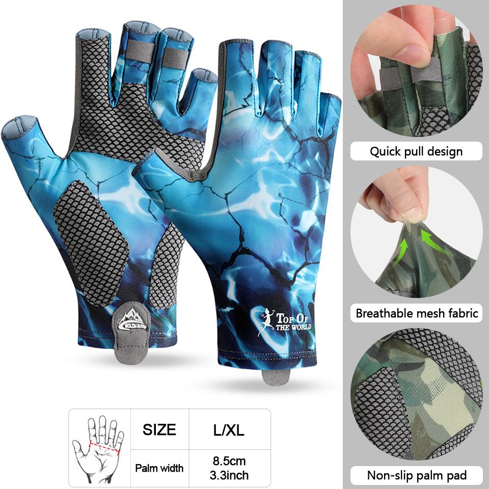 Gobygo 1Pair Fishing Gloves  Anti-Skid Half Finger Gloves Outdoor Riding Sunscreen Exposed Finger High Elastic Ice Silk Gloves