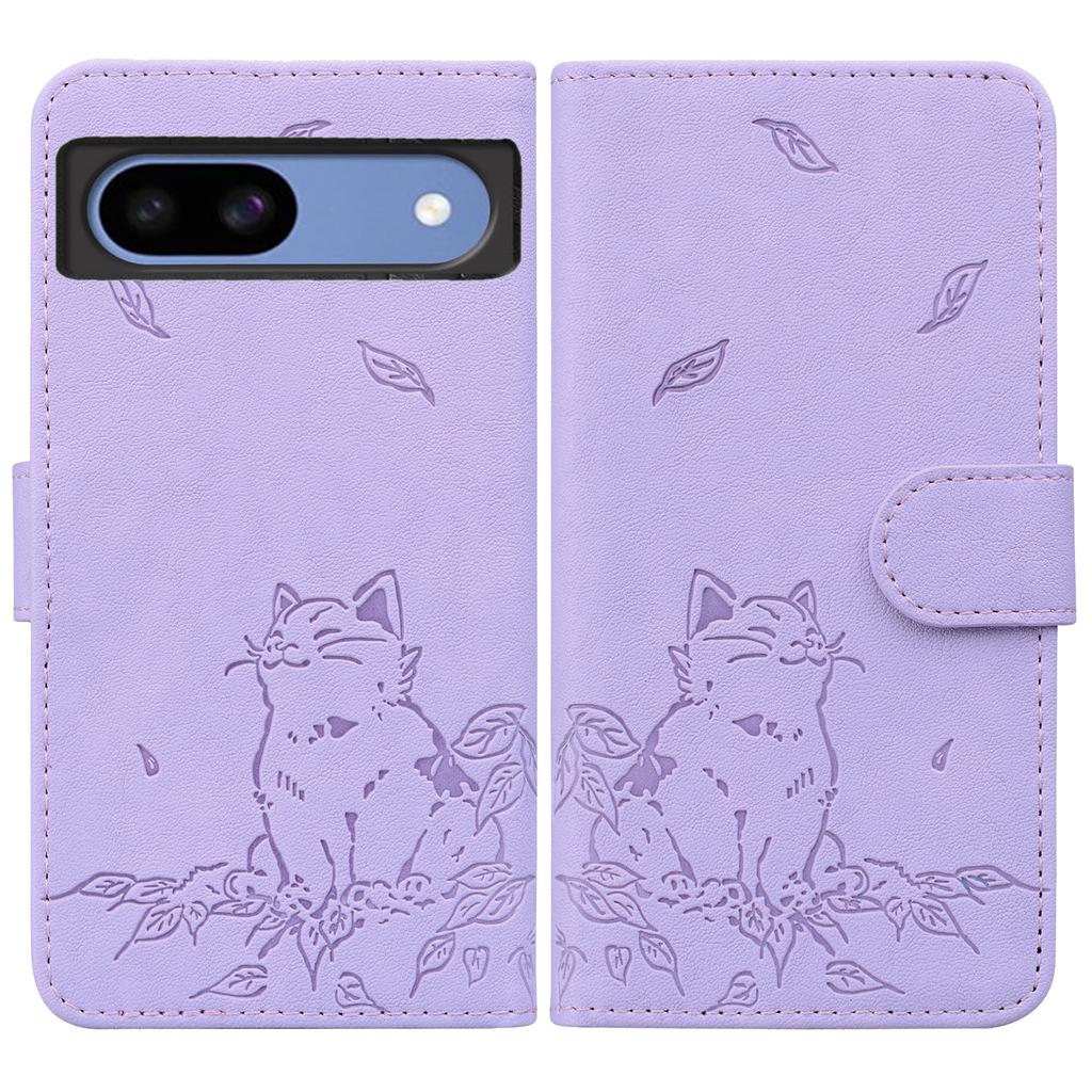 For Google Pixel 8a Case Wallet Cat Pattern Imprinted Leather Phone Cover