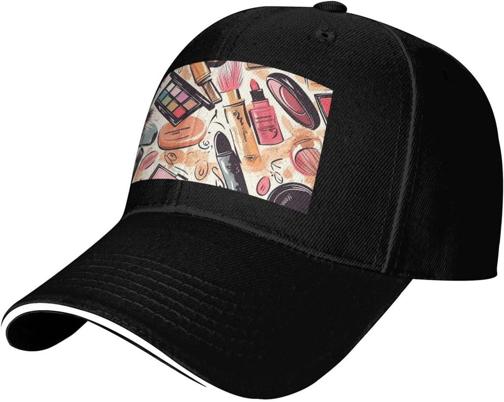 Makeup Cosmetic Pattern Baseball Cap Adjustable Polyester Print Casual Summer Dad Hat