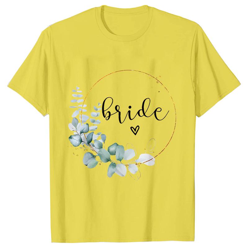 Team Bride Bridesmaid Bridal Flower Wreath Tees Unisex’s Bachelorette Party Tops Friends Wedding Single Farewell Shirt Clothing