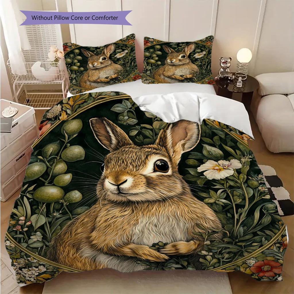 Medieval William Morris Rabbit Design bedding, duvet cover, pillowcase, home decoration, birthday gift (1 * duvet cover+2 * pillowcase, coreless)
