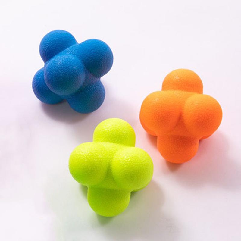 5.5cm Rubber Hexagon Reaction Ball - Reflex Trainer for Coordination & Speed Drills, Fun Family Sport Activity