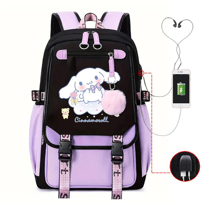 Pies z Dużymi Uszami Plecak Szkolny Męski i Damski Plecak dla Ucznia Szkoły Średniej Gimnazjum Styl College'owy Pasek do Plecaka Plecak Wielofunkcyjny USB