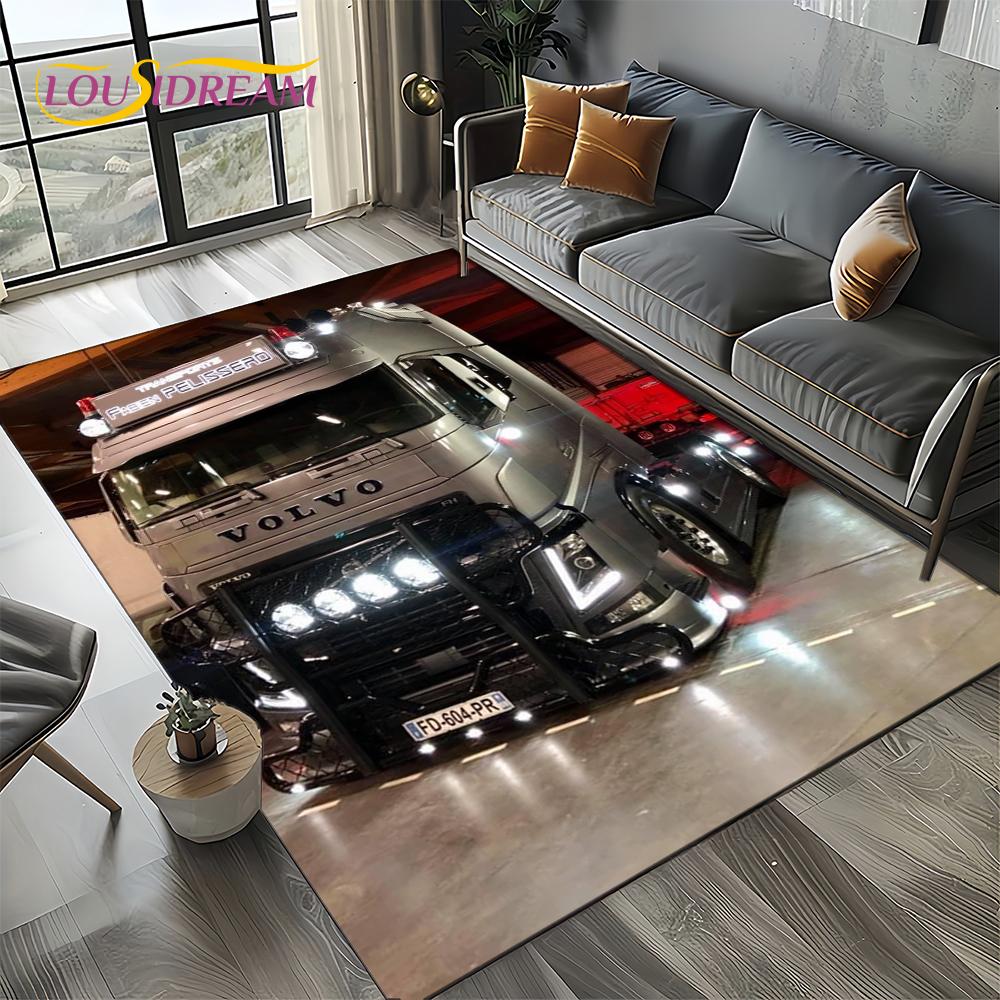3D Print Volvo Truck Lorry Motorcycle Carpet Rug for Living Room Bedroom Home Sofa Decoration,kids Area Rug Non-slip Floor Mat