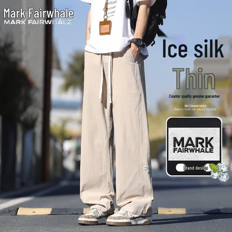 Mark Fairwhale Men s Summer Ice Silk Straight Casual Pants L