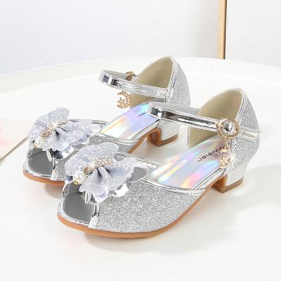 Girls Sandals Mary Jane Princess Shoes Summer Children's High Heels Sequins Baby Elsa Summer Shoes Medium and Older Children